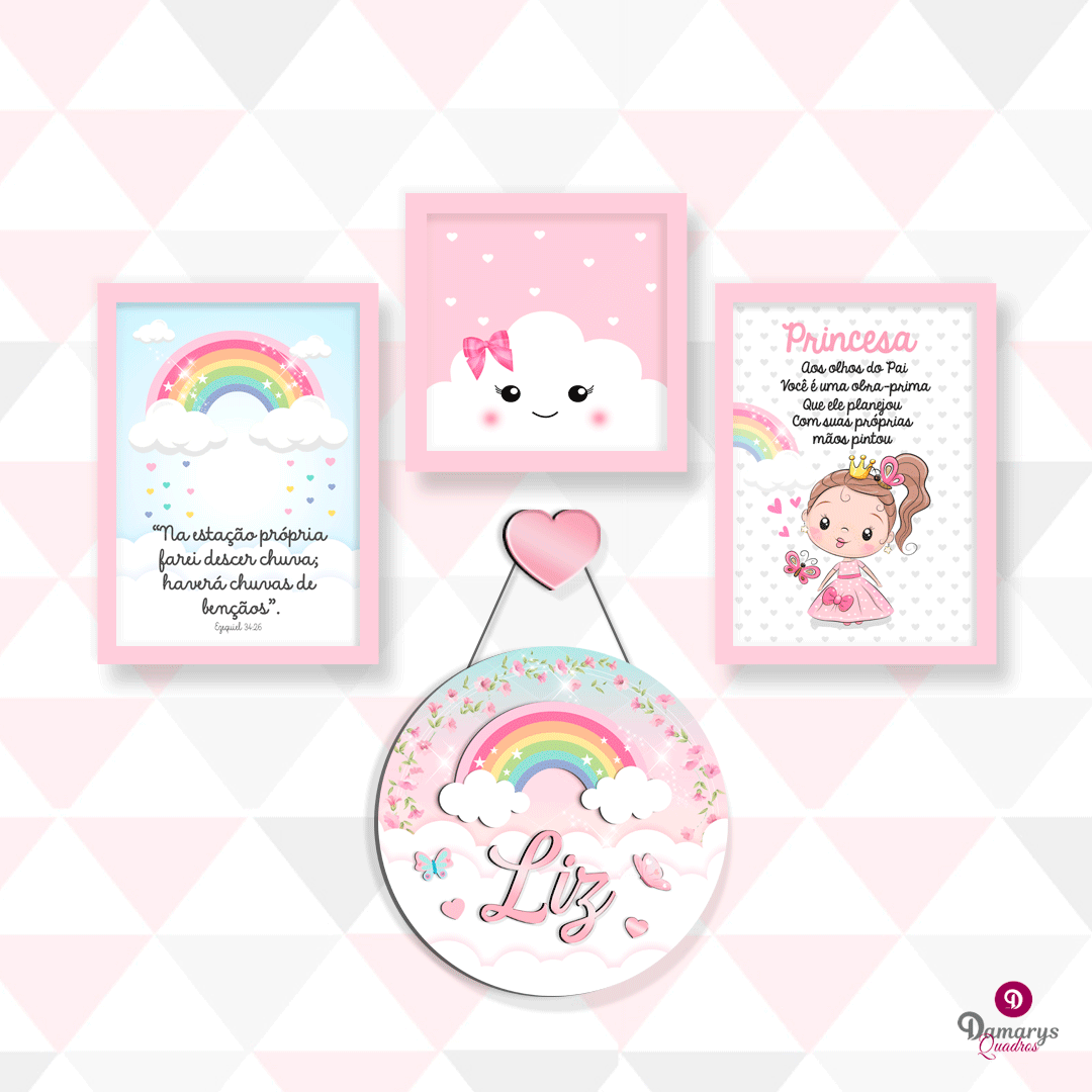 KIT 3D ROSA Damarys Quadros Store