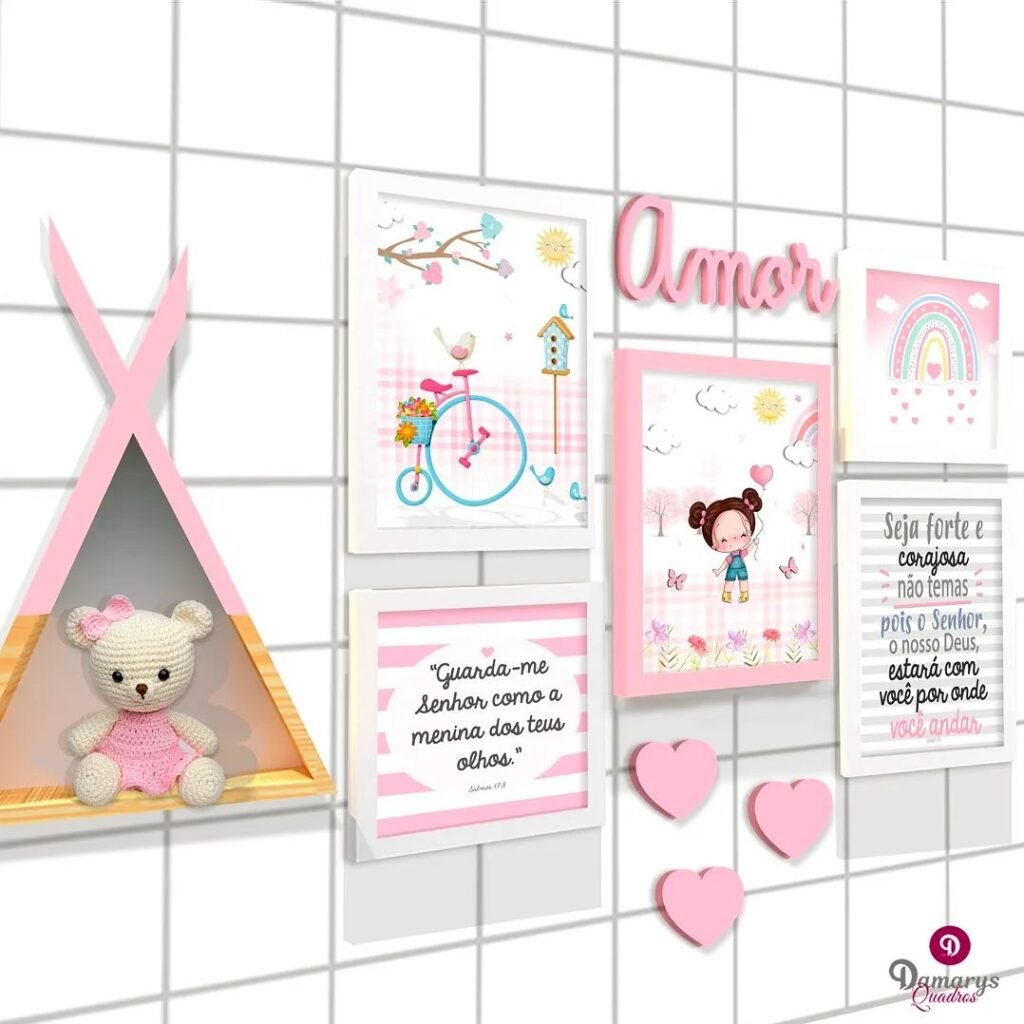 Quadro Infantil Kit Jardim do Arco-íris