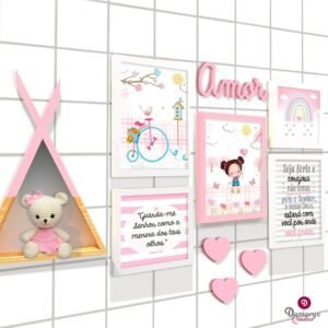 Quadro Infantil Kit Jardim do Arco-íris