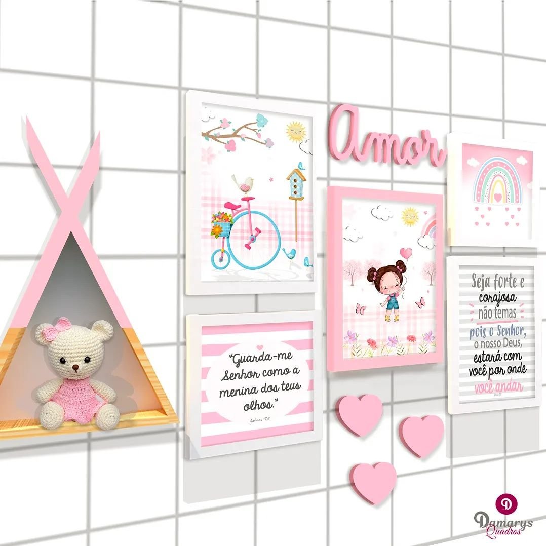 Quadro Infantil Kit Jardim do Arco-íris