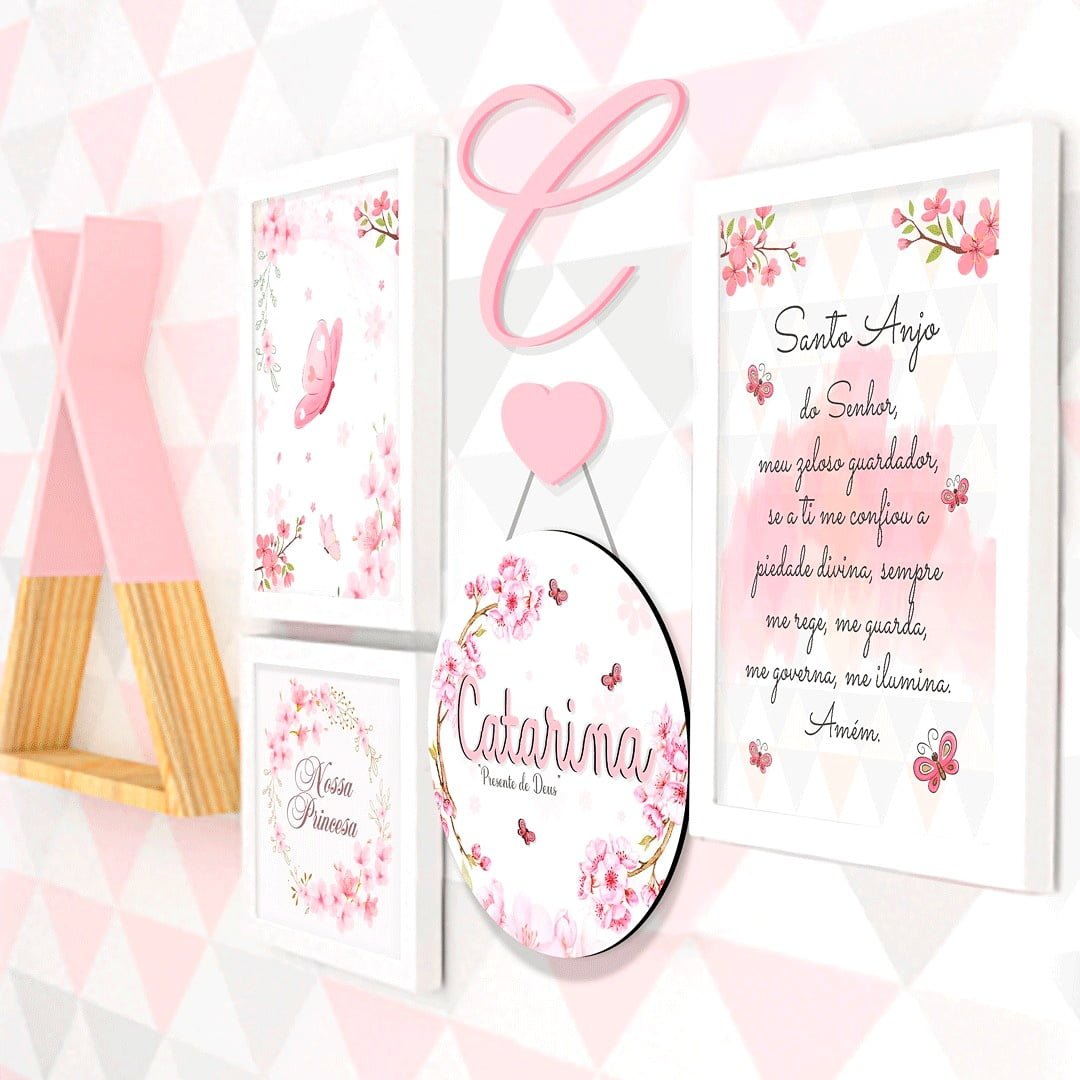 Quadro Infantil Kit Jardim das Borboletas