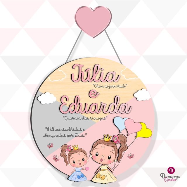 Porta Maternidade Irmãs Princesas