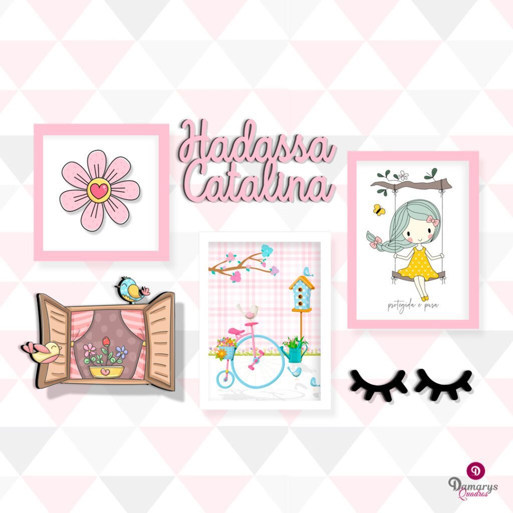 Quadro Infantil Kit Jardim dos Passarinhos
