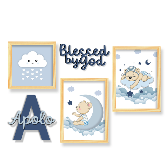 Quadro Infantil Kit Ursinho nas Nuvens