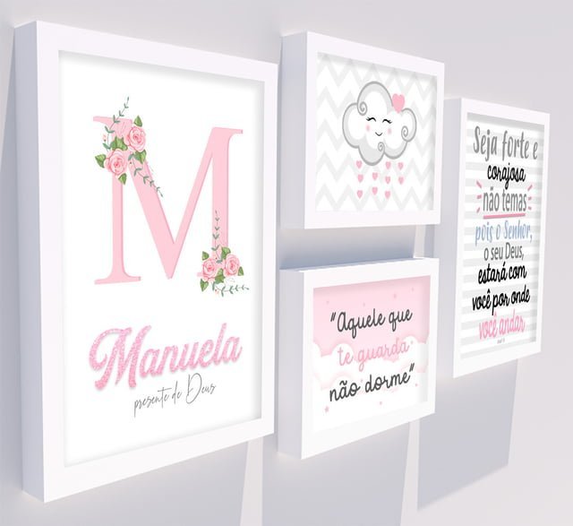 Quadro Infantil Kit Nuvem Chuva de Amor