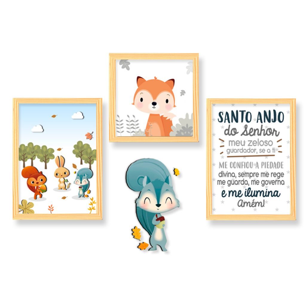 Quadro Infantil Kit Bosque Encantado