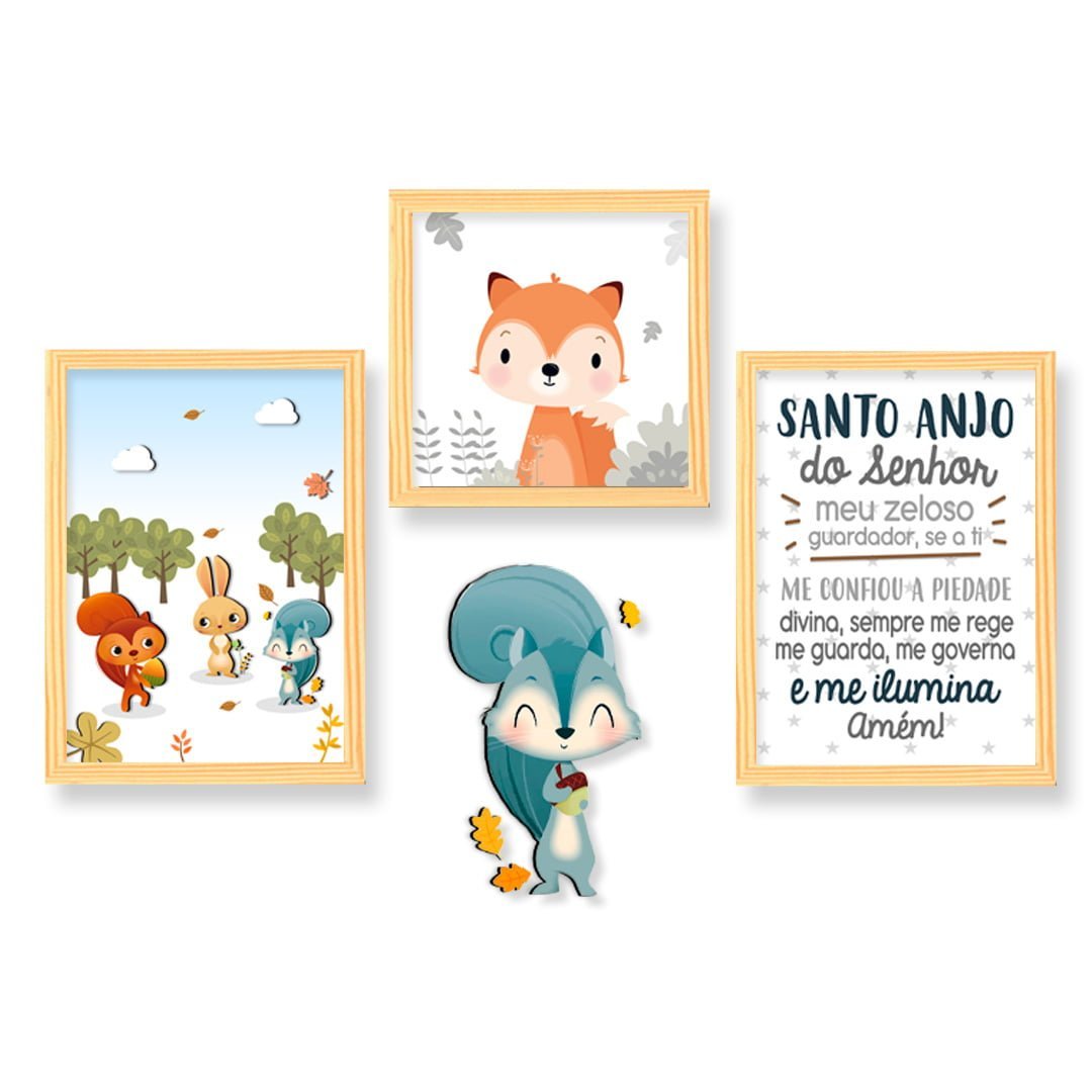 Quadro Infantil Kit Bosque Encantado