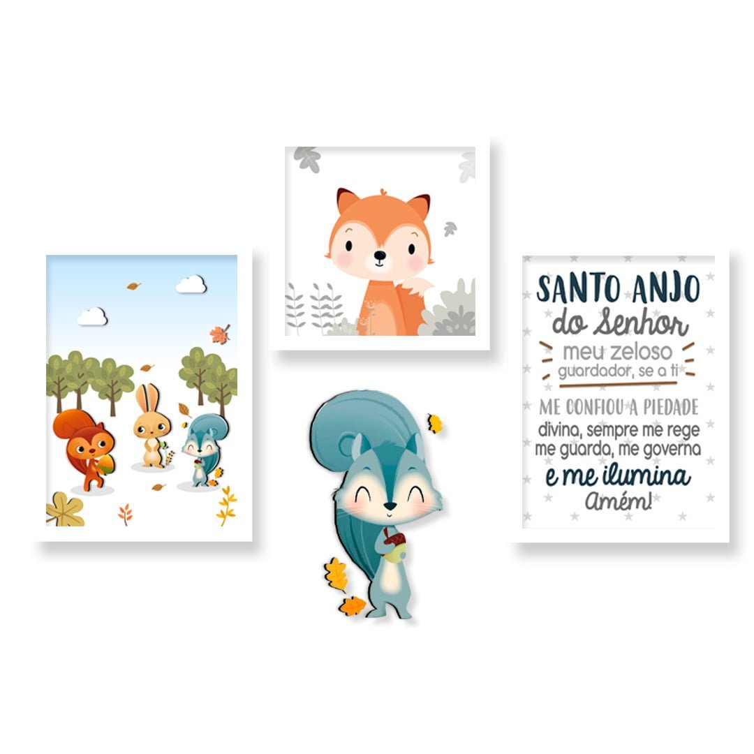 Quadro Infantil Kit Bosque Encantado