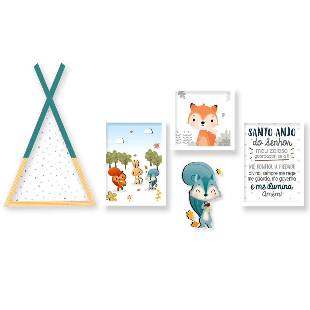 Quadro Infantil Kit Bosque Encantado