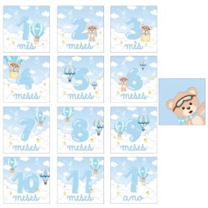 Quadro Mesversário Ursinho no Balão