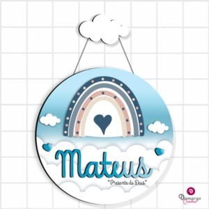 Porta Maternidade Arco-íris Azul