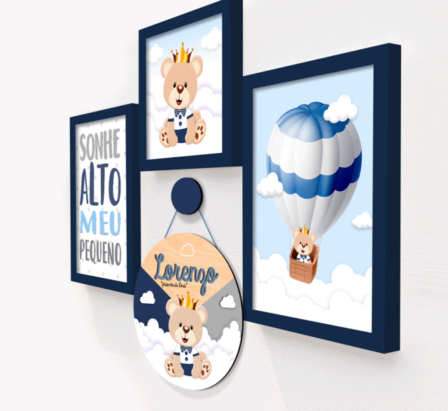 Quadro Infantil Kit Ursinho Príncipe