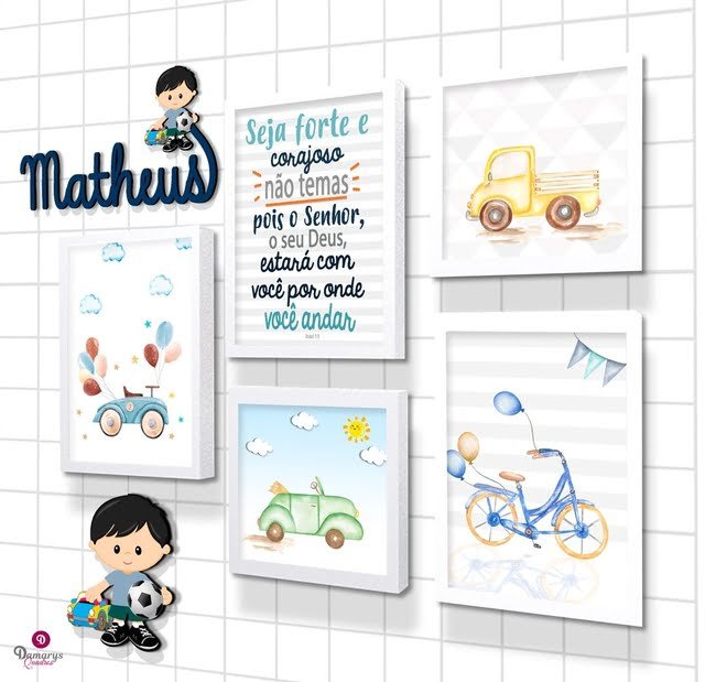 Quadro Infantil Kit Brinquedo de Menino