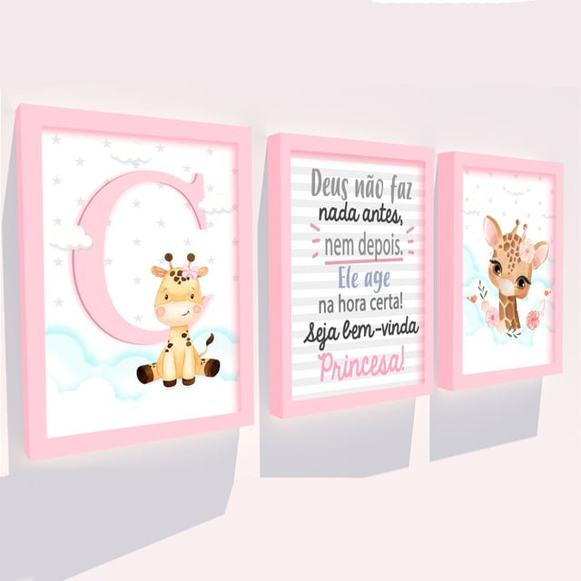 Quadro Infantil Kit Girafinha