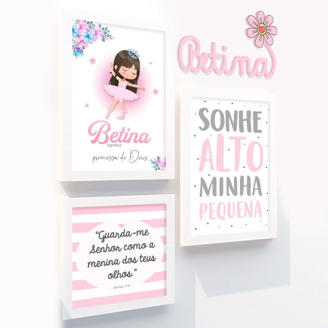 Quadro Infantil Kit Bailarina no Jardim