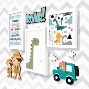 Quadro Infantil Kit Dino Dinossauro