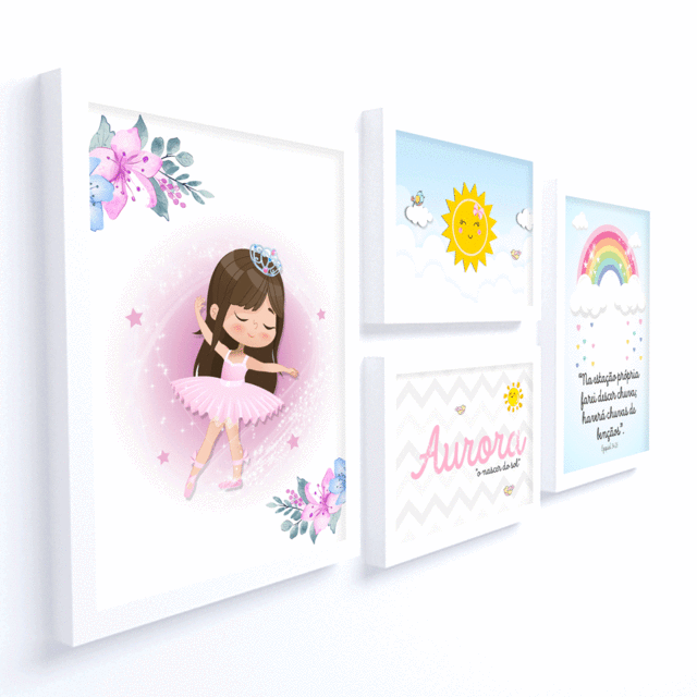Quadro Infantil Kit Bailarina no Jardim 3