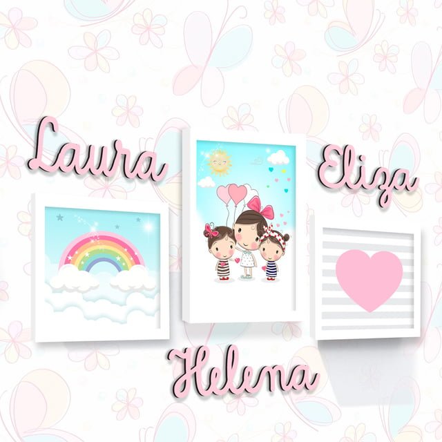 Quadro Infantil Kit Três Irmãs