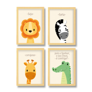 Quadro Infantil Kit Animais Safari 4