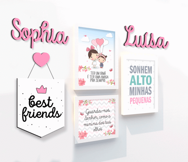 Quadro Infantil Kit Irmãs 2