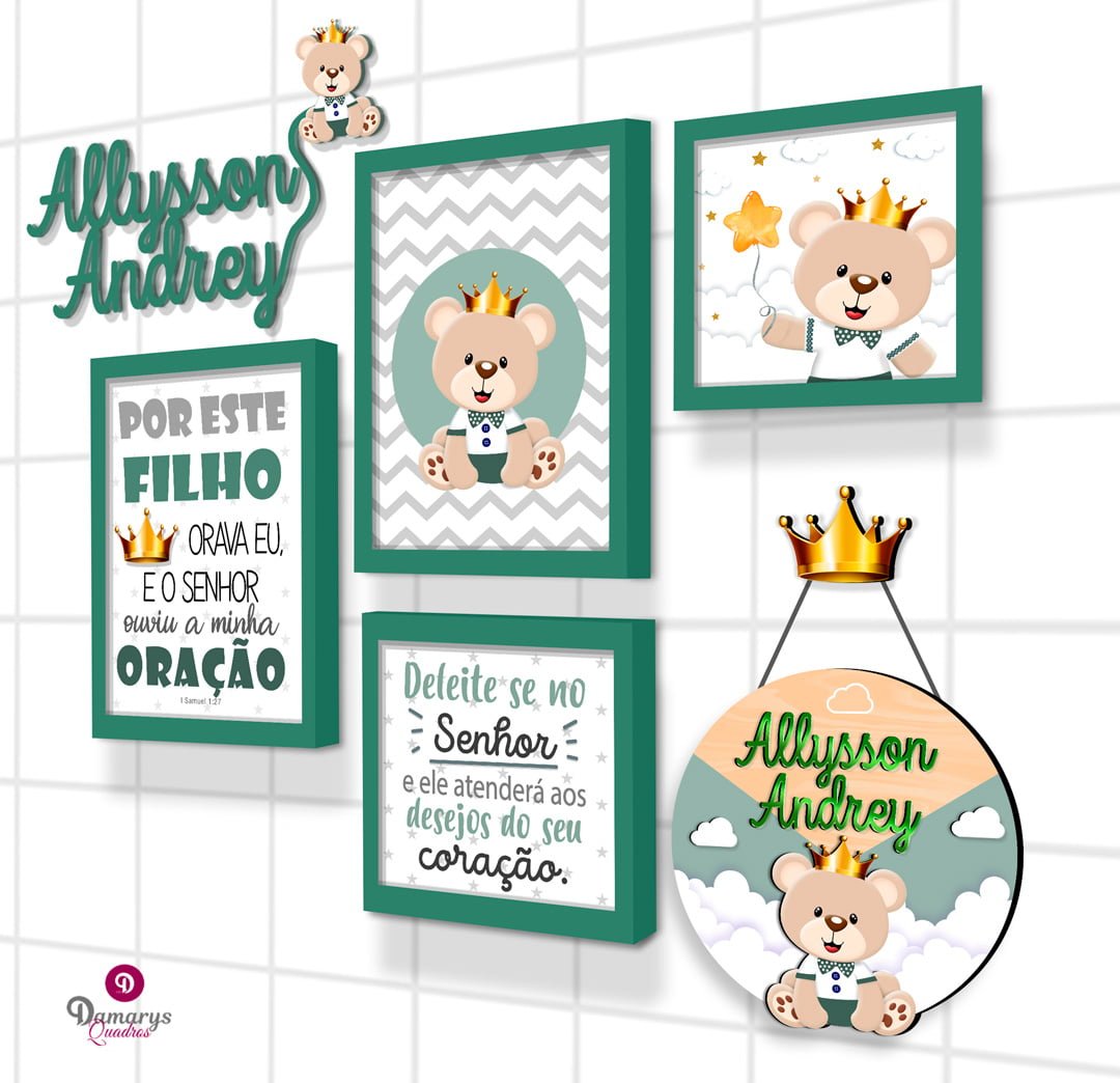 Quadro Infantil Kit Ursinho Príncipe