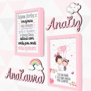 Quadro Infantil Kit Amor de Irmãs