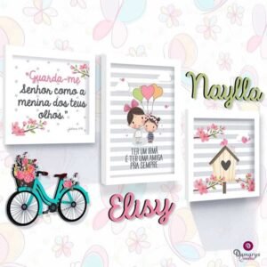 Quadro Infantil Kit Irmãs no Jardim