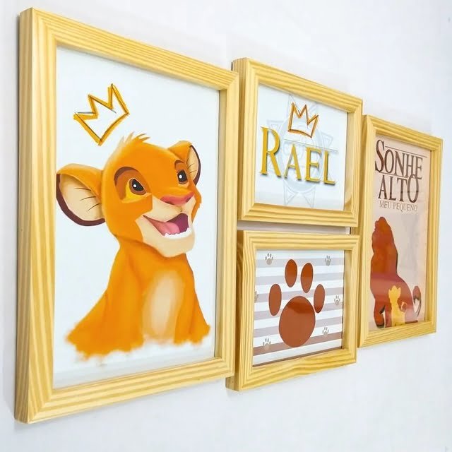 Quadro Infantil Kit Rei Leão Simba