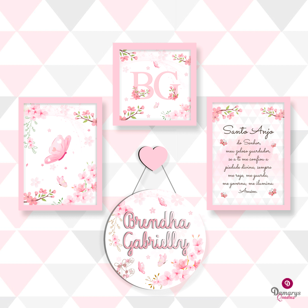 Quadro Infantil Kit Jardim das Borboletas 3