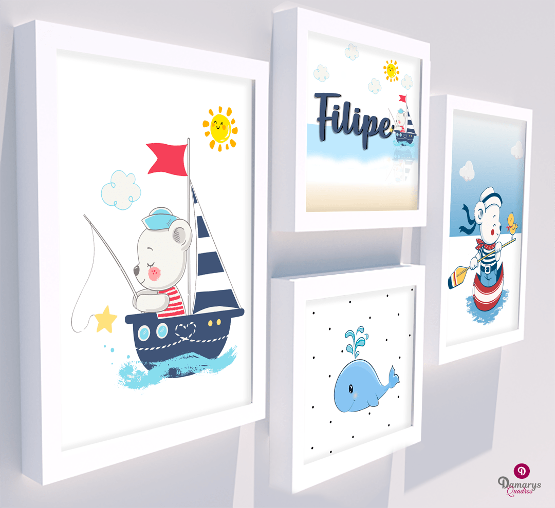 Quadro Infantil Kit Ursinho Marinheiro