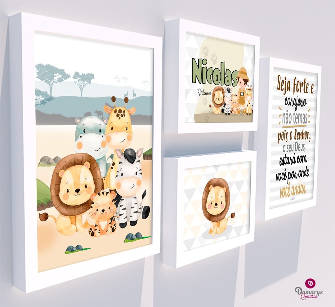 Quadro Infantil Kit Safari 5