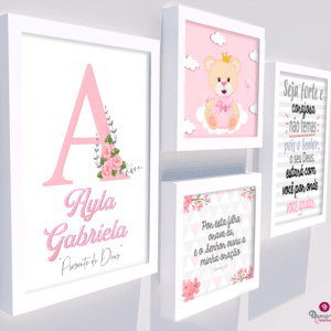 Quadro Infantil Kit Ursinha nas Nuvens