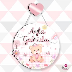 Porta Maternidade Ursinha Princesa nas Nuvens
