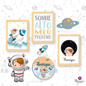 Quadro Infantil Kit Astronauta 3