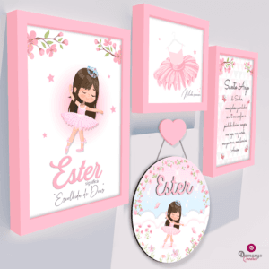 Quadro Infantil Kit Bailarina no Jardim