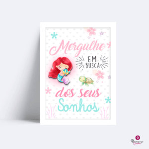Quadro Sereia Ariel Fundo do Mar