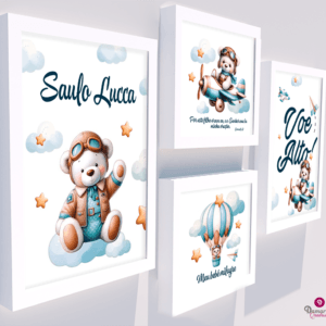 Quadro Infantil Kit Ursinho Aviador 2