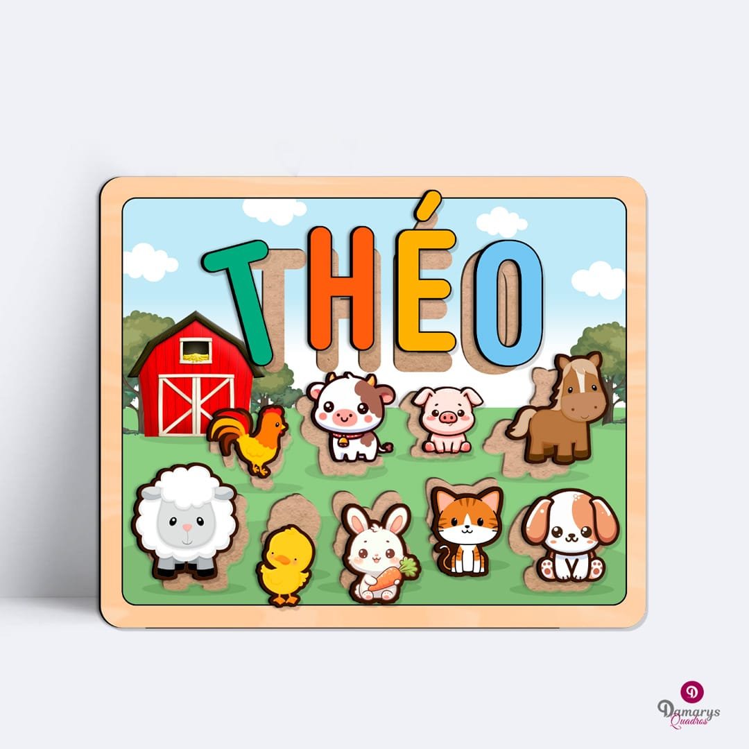 Jogo Tabuleiro Educativo Encaixe Personalizado Fazendinha