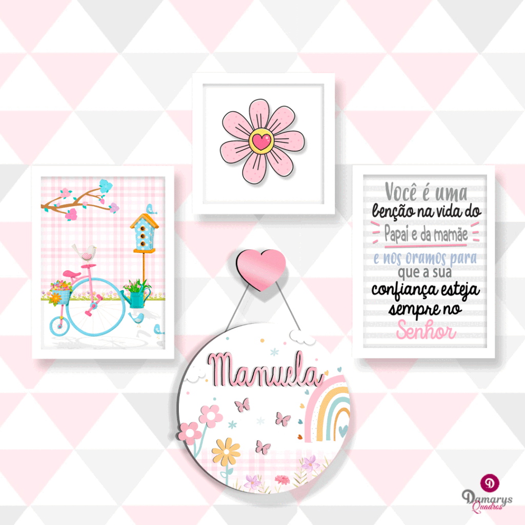 Quadro Infantil Kit Jardim das Flores