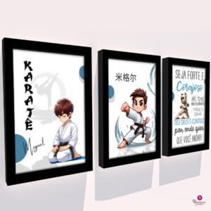 Quadro Infantil Kit Menininho Lutador personalizado com nome.