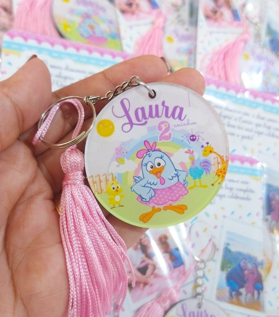 20 Lembrancinha Galinha Pintadinha: Chaveiro Personalizado Luxo